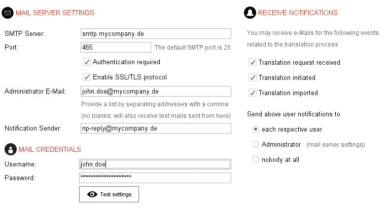 Mail Settings Category