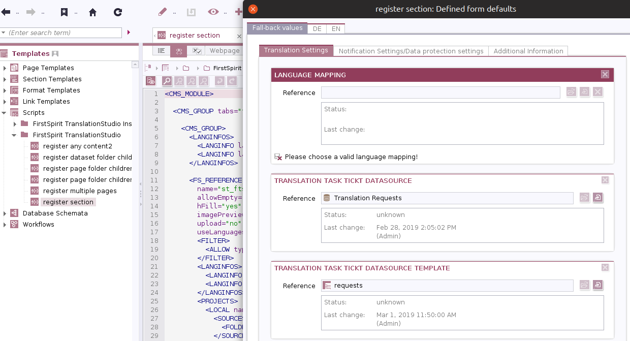 Reviewing the form defaults