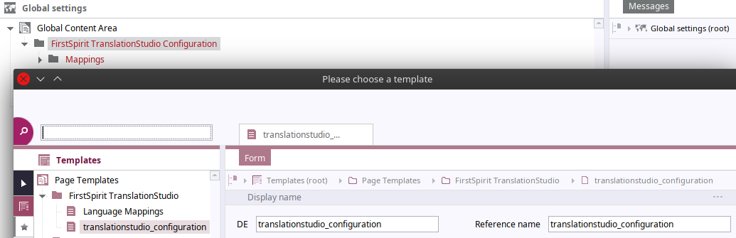Creating the configuration page instance